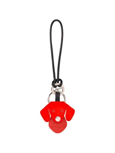 Longchamp Re-play Leather Dog Keyring In Transparent