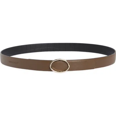 Longchamp Reversible Leather Belt In Brown