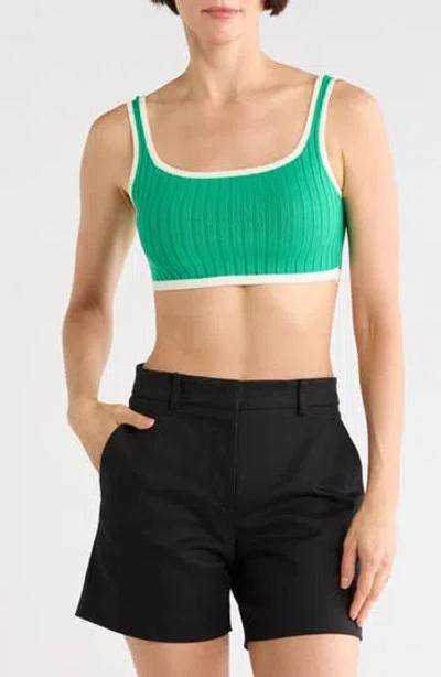 Longchamp Ribbed Crop Sweater Tank In Green