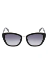 Longchamp Roseau 53mm Gradient Rectangle Sunglasses In Black/black