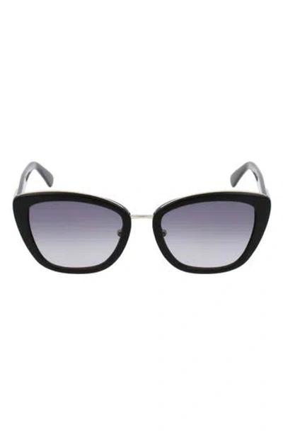 Longchamp Roseau 53mm Gradient Rectangle Sunglasses In Black