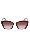 Longchamp Roseau 53mm Gradient Rectangle Sunglasses In Burgundy/brown