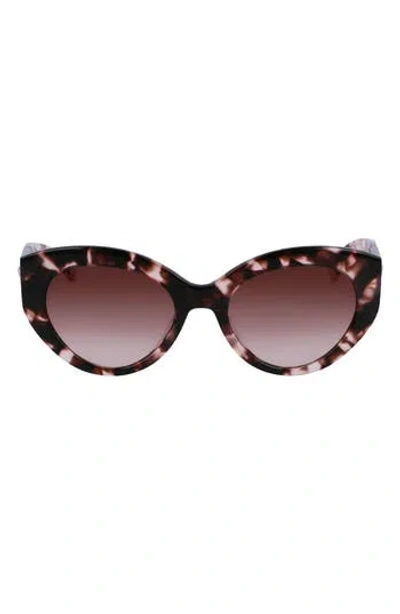 Longchamp Roseau 54mm Gradient Cat Eye Sunglasses In Brown