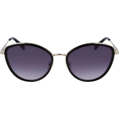 Longchamp Roseau 54mm Gradient Cat Eye Sunglasses In Gold/black