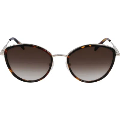 Longchamp Roseau 54mm Gradient Cat Eye Sunglasses In Gold/havana