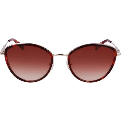 Longchamp Roseau 54mm Gradient Cat Eye Sunglasses In Rose Gold/red Havana