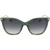 Longchamp Roseau 55mm Rectangular Sunglasses In Striped Green