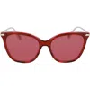 Longchamp Roseau 55mm Rectangular Sunglasses In Striped Red