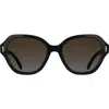 Longchamp Roseau 56mm Gradient Modified Rectangular Sunglasses In Black