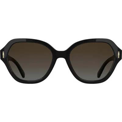 Longchamp Roseau 56mm Gradient Modified Rectangular Sunglasses In Black