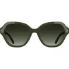 Longchamp Roseau 56mm Gradient Modified Rectangular Sunglasses In Green