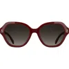 Longchamp Roseau 56mm Gradient Modified Rectangular Sunglasses In Red