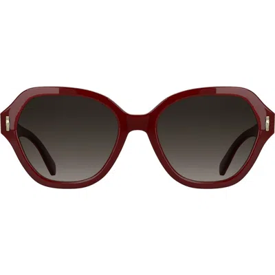 Longchamp Roseau 56mm Gradient Modified Rectangular Sunglasses In Red