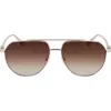 Longchamp Roseau 57mm Gradient Aviator Sunglasses In Gold