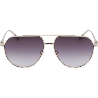 Longchamp Roseau 57mm Gradient Aviator Sunglasses In Gold