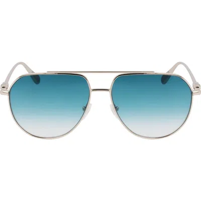 Longchamp Roseau 57mm Gradient Aviator Sunglasses In Gold