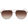 Longchamp Roseau 57mm Gradient Aviator Sunglasses In Gold