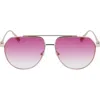 Longchamp Roseau 57mm Gradient Aviator Sunglasses In Gold/gradient Rose