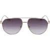 Longchamp Roseau 57mm Gradient Aviator Sunglasses In Gold/gradient Smoke