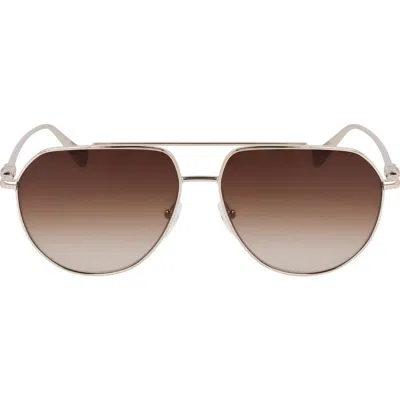 Longchamp Roseau 57mm Gradient Aviator Sunglasses In Orange