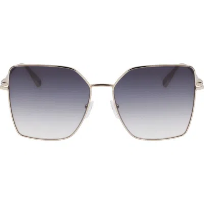 Longchamp Roseau 57mm Gradient Butterfly Sunglasses In Gold/gradient Smoke