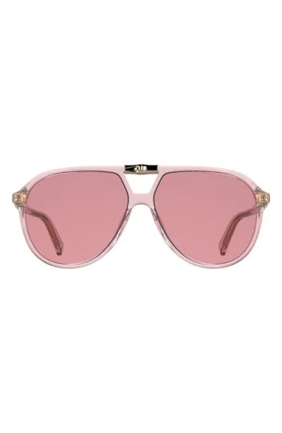 Longchamp Roseau 58mm Aviator Sunglasses In Pink