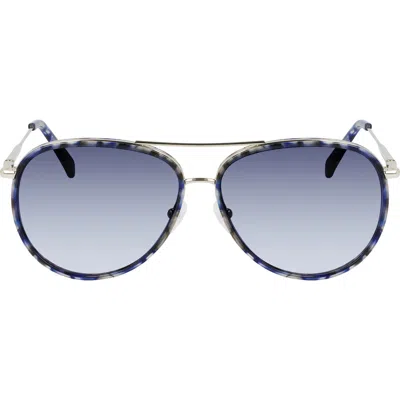 Longchamp Roseau 58mm Gradient Aviator Sunglasses In Blue