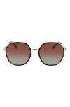 Longchamp Roseau 58mm Gradient Rectangular Sunglasses In Rose Gold/green Camou