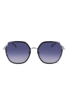 Longchamp Roseau 58mm Gradient Rectangular Sunglasses In Silver/black Camou
