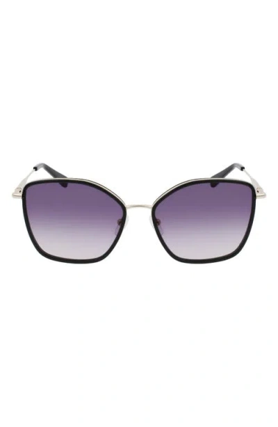 Longchamp Roseau 59mm Gradient Butterfly Sunglasses In Gold/smoke