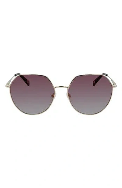 Longchamp Roseau 60mm Gradient Round Sunglasses In Gold/rose