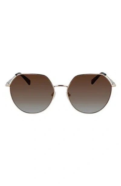 Longchamp Roseau 60mm Gradient Round Sunglasses In Metallic