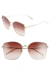 Longchamp Roseau 60mm Gradient Square Sunglasses In Rose Gold/brown