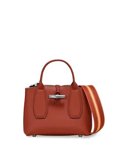 Longchamp `roseau Box` Medium Handbag In Brown