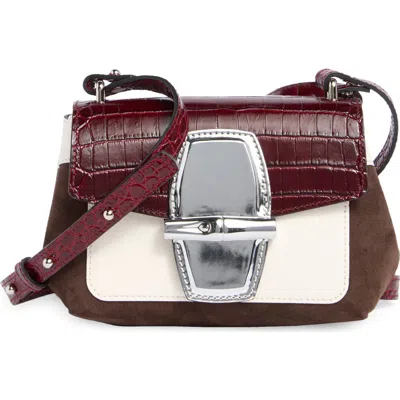 Longchamp Roseau Croc Embossed Small Crossbody Bag In Black