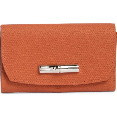Longchamp Roseau Essential Leather Trifold Wallet In Brown