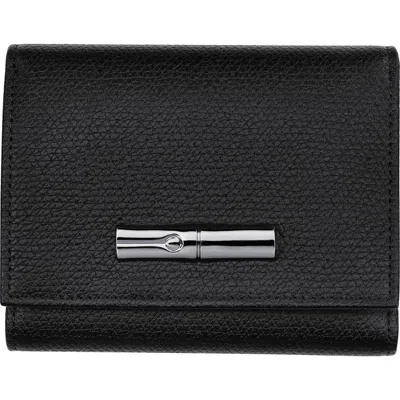 Longchamp Roseau Essential Leather Trifold Wallet In Black