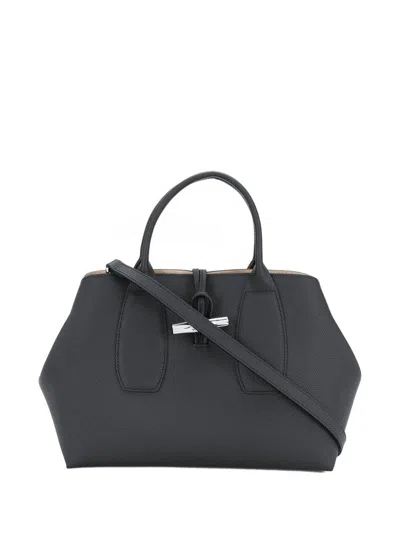 Longchamp Top Handle Bag M Roseau In Black