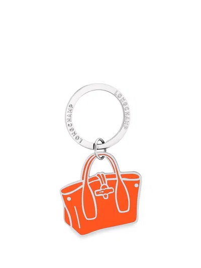 Longchamp `roseau` Key Ring In Orange