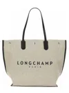 Longchamp Canvas Tote With Logo Print In White