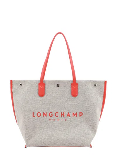Longchamp Roseau Logo Detailed Large Tote Bag In Red/neutrals