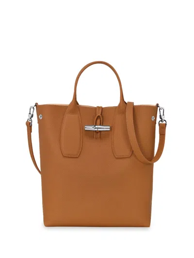 Longchamp `roseau` Medium Handbag In Beige