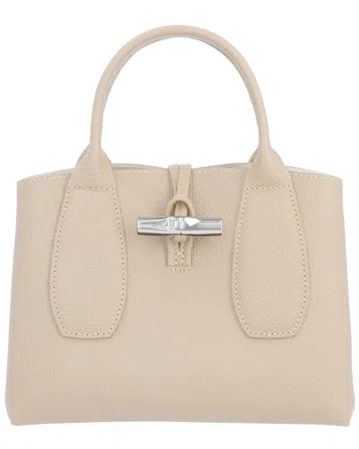 Longchamp Roseau Small Leather Handbag In Beige