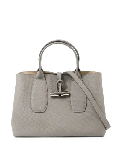 Pre-owned Longchamp Roseau Toggle-fastening Handbag In Grey
