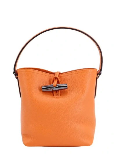 Longchamp Roseau Top Handle Bucket Tote Bag In Orange