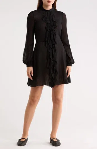 Longchamp Ruffle Long Sleeve Dress In Blue