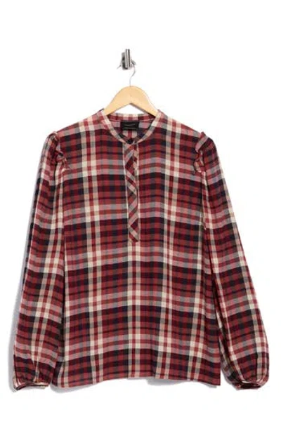 Longchamp Ruffle Shoulder Long Sleeve Blouse In Sienna