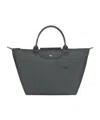 Longchamp Running Horse Embroidered Short-handle Handbag In Black