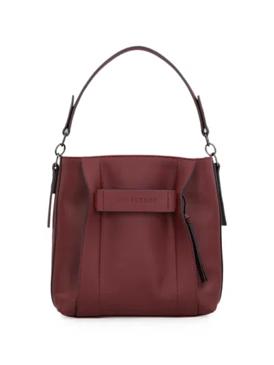 Longchamp S 3d Leather Tote Bag In Burgundy