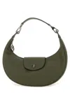Longchamp Shoulder Bag With Adjustable Strap And Curved Shape In Green